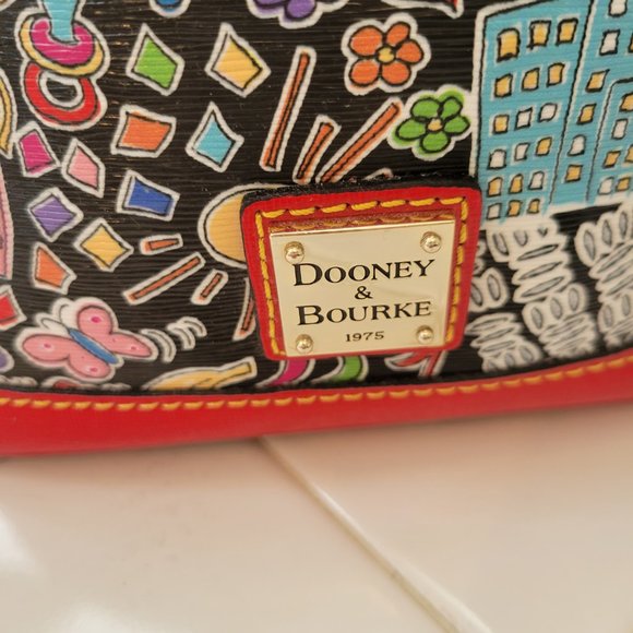 DOONEY & BOURKE Small Red Printed Leather Handbag Crossbody Bag - Picture 3 of 16